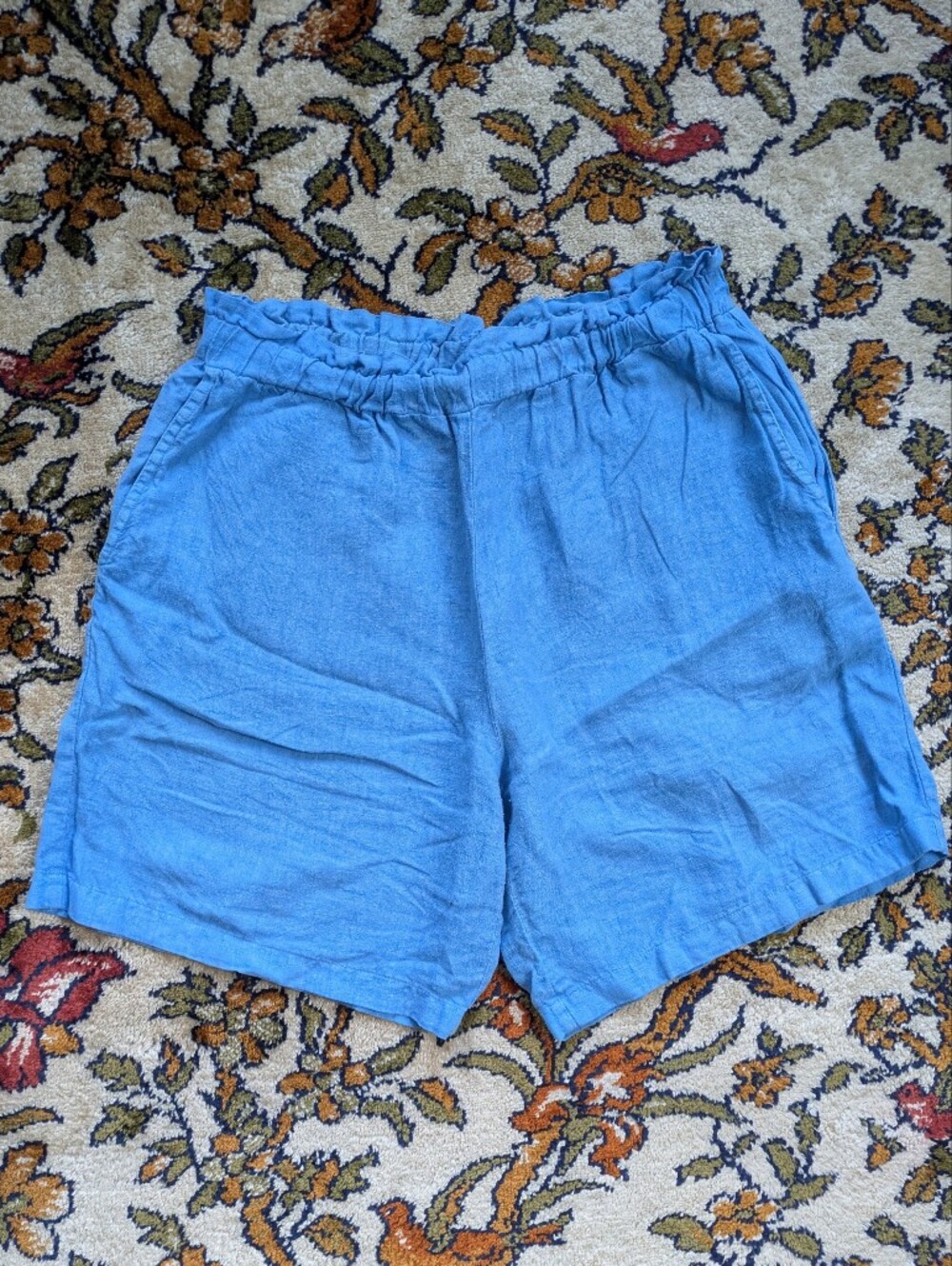 LA Relaxed Bright Blue 100% Linen Made in USA Shorts Long Inseam